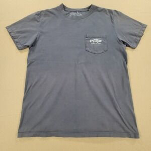 Marsh Wear Pocket T Shirt Ride the Tide Fish Graphic Southern Men's Medium Blue
